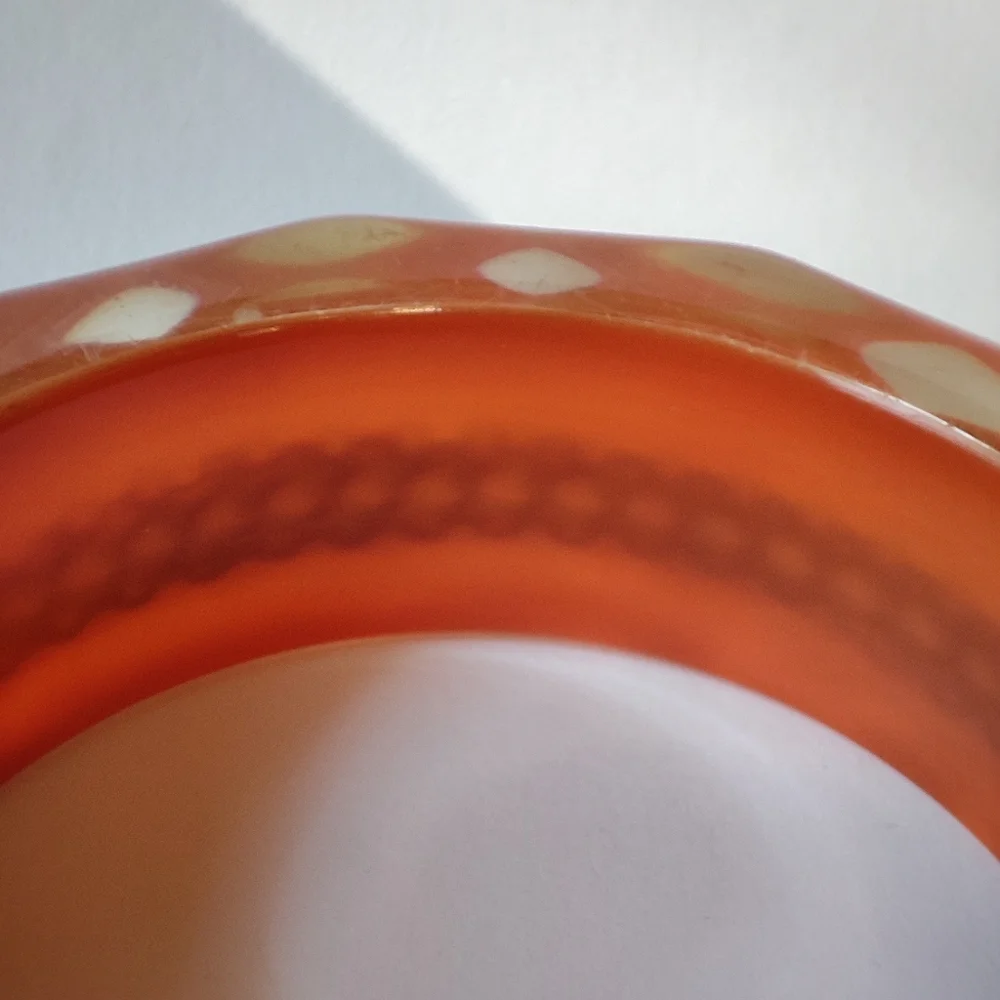 Chunky Lucite Chain Encased Bangle Bracelet Vintage Heavy Weight Layered EUC